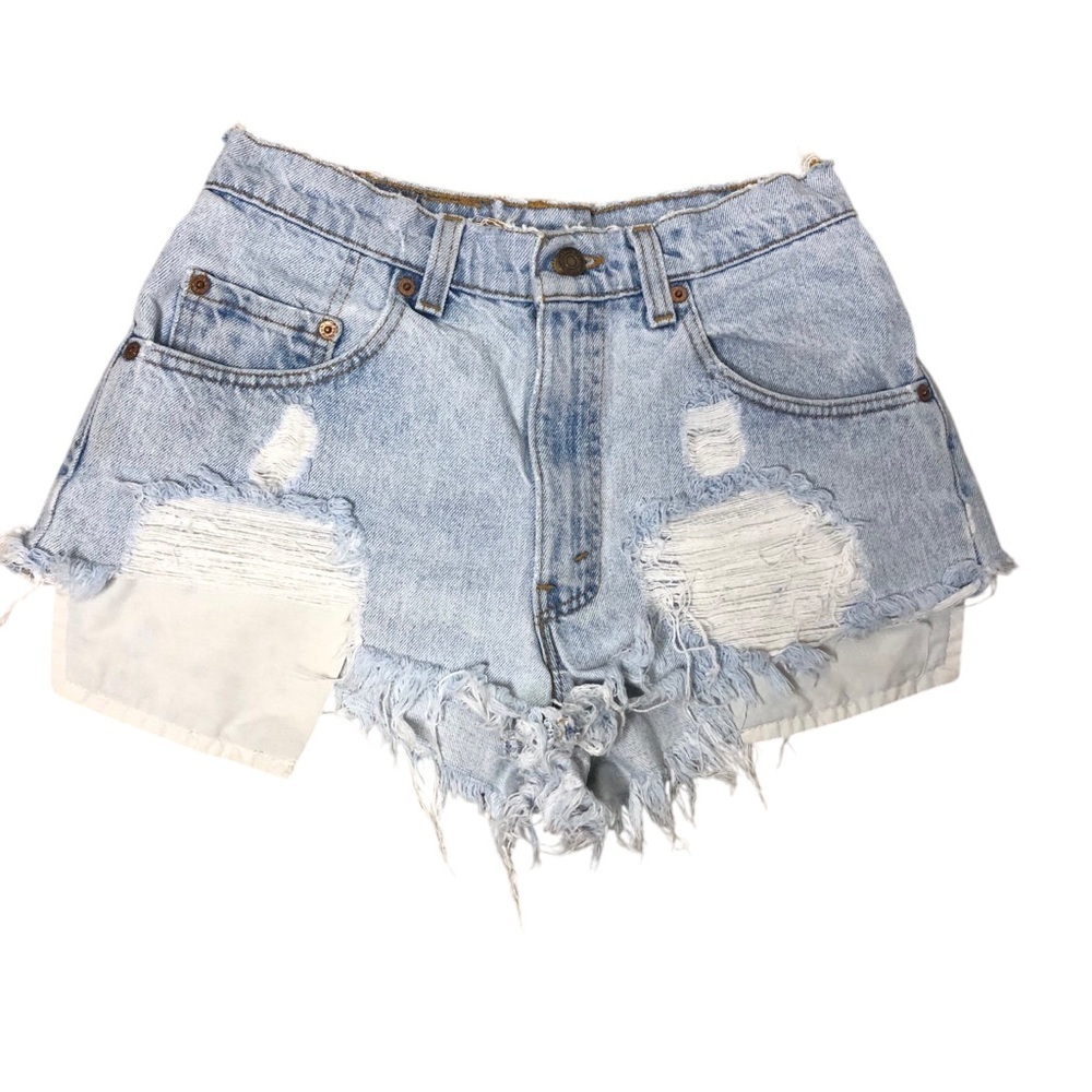 Vtg 90's 560 Denim Shorts Cutoffs Sz 28 Festival Summer Beach Micro Lightwash